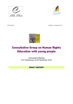 Consultative Group on Human Rights Education with young people Consultative Meeting