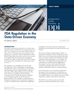 FDA Regulation in the Data-Driven Economy POLICY MEMO OCtObER 2014