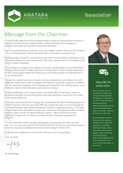 Newsletter Message from the Chairman