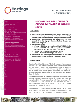 ASX Announcement 5 November 2014  DISCOVERY OF HIGH CONTENT OF