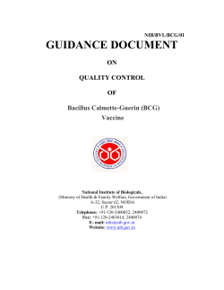 GUIDANCE DOCUMENT ON QUALITY CONTROL