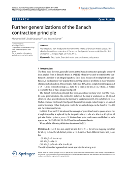Further generalizations of the Banach contraction principle Open Access