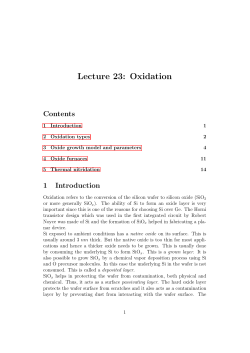 Lecture 23: Oxidation Contents