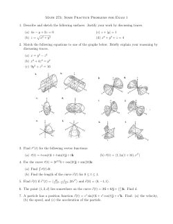 Math 273: Some Practice Problems for Exam 1