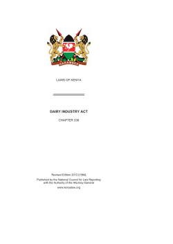 DAIRY INDUSTRY ACT  LAWS OF KENYA CHAPTER 336