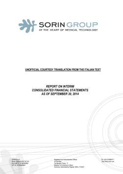 REPORT ON INTERIM CONSOLIDATED FINANCIAL STATEMENTS AS OF SEPTEMBER 30, 2014
