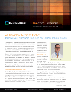 Bio ethics Reflections As Transplant Medicine Evolves,