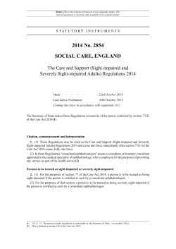 2014 No. 2854 SOCIAL CARE, ENGLAND The Care and Support (Sight-impaired and