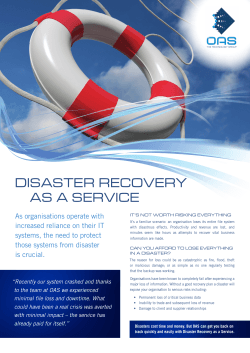 dIsaster reCovery as a servICe As organisations operate with