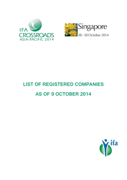 LIST OF REGISTERED COMPANIES AS OF 9 OCTOBER 2014
