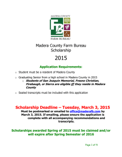 2015 Madera County Farm Bureau Scholarship Application Requirements: