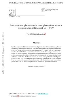 √ = Search for new phenomena in monophoton final states in