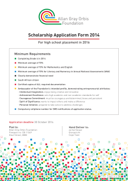Scholarship Application Form 2014 For high school placement in 2016 Minimum Requirements
