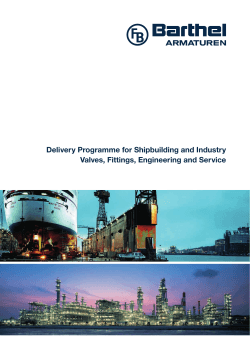 Delivery Programme for Shipbuilding and Industry Valves, Fittings, Engineering and Service