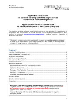 Application Instructions for Students studying within the Degree Course