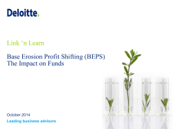 Link ‘n Learn Base Erosion Profit Shifting (BEPS) The Impact on Funds
