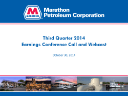 Third Quarter 2014 Earnings Conference Call and Webcast October 30, 2014