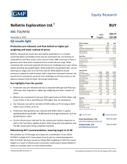 Bellatrix Exploration Ltd.  BUY Equity Research