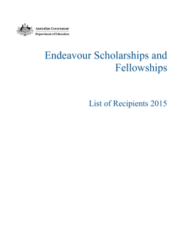 Endeavour Scholarships and Fellowships List of Recipients 2015
