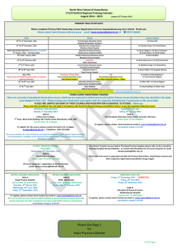 North West School of Anaesthesia CT1/CT2/ACCS Regional Training Calendar