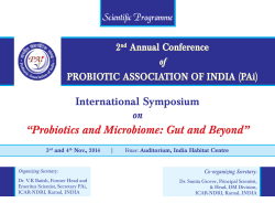 “Probiotics and Microbiome: Gut and Beyond” Scientific Programme International Symposium 2