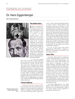 I Dr. Hans Eggenberger Pioneers in Thyroid AG Unnikrishnan