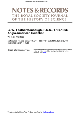 G. W. Featherstonhaugh, F.R.S., 1780-1866, Anglo-American Scientist , doi: 10.1098/rsnr.1955.0010 Email alerting service