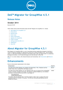 Dell™ Migrator for GroupWise 4.5.1 Release Notes October 2014