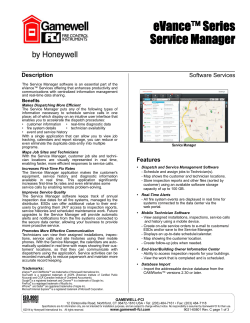 eVance™ Series Service Manager Software Services Description