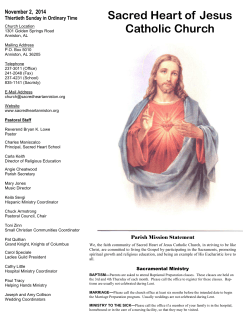 Sacred Heart of  Jesus Catholic Church November 2,  2014