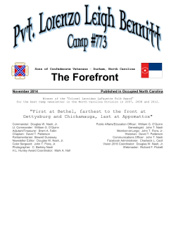 The Forefront  November 2014 Published in Occupied North Carolina