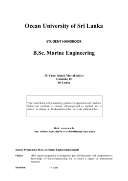 Ocean University of Sri Lanka  B.Sc. Marine Engineering STUDENT HANDBOOK