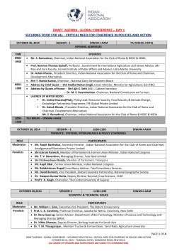 DRAFT  AGENDA - GLOBAL CONFERENCE – DAY 1