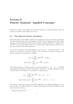 Lecture 6 Fourier Analysis: Applied Concepts