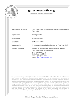 Description of document: Drug Enforcement Administration (DEA) Communications Plan, 2010