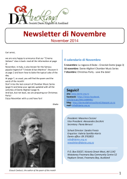 Newsletter di Novembre November 2014 Il calendario di Novembre