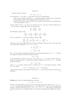 Problem 1 Consider the Euler equation t x