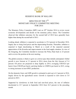 RESERVE BANK OF MALAWI MINUTES OF THE 5 MONETARY POLICY COMMITTEE MEETING