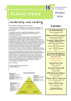 School News Leadership and Leading October 2014