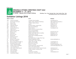 Exhibitor Listings 2014 ORIGINALS OTTAWA CHRISTMAS CRAFT SALE