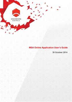 MSA Online Application User’s Guide 30 October 2014