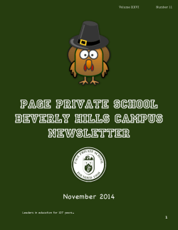 Page Private school Beverly Hills cAMPUS nEWSLETTER November 2014
