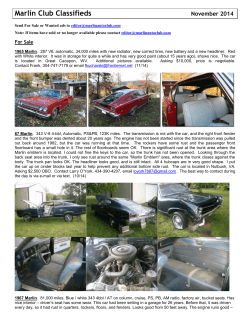 Marlin Club Classifieds November 2014  For Sale