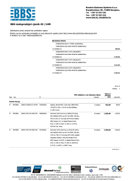 BBS maloprodajni cjenik 45 /14M Bosnien Business Systems d.o.o. www.bbs.ba,