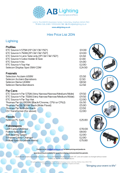 Hire Price List 2014 Lighting Profiles