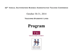 Program October 30-31, 2014  Touching Students’ Lives