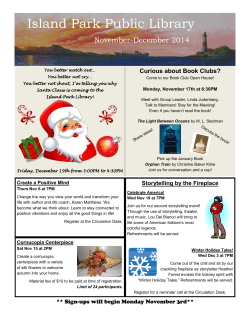 Island Park Public Library November-December 2014 Curious about Book Clubs?