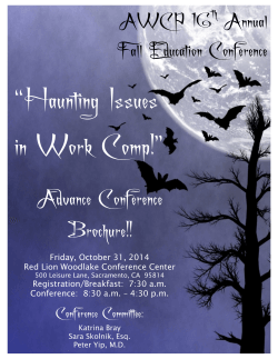 “Haunting Issues in Work Comp!” Advance Conference Brochure!!