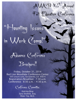 &ldquo;Haunting Issues in Work Comp!&rdquo; Advance Conference Brochure!!