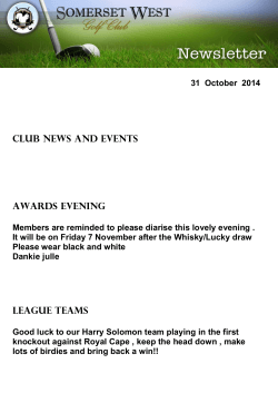 Club News and Events AWARDS EVENING